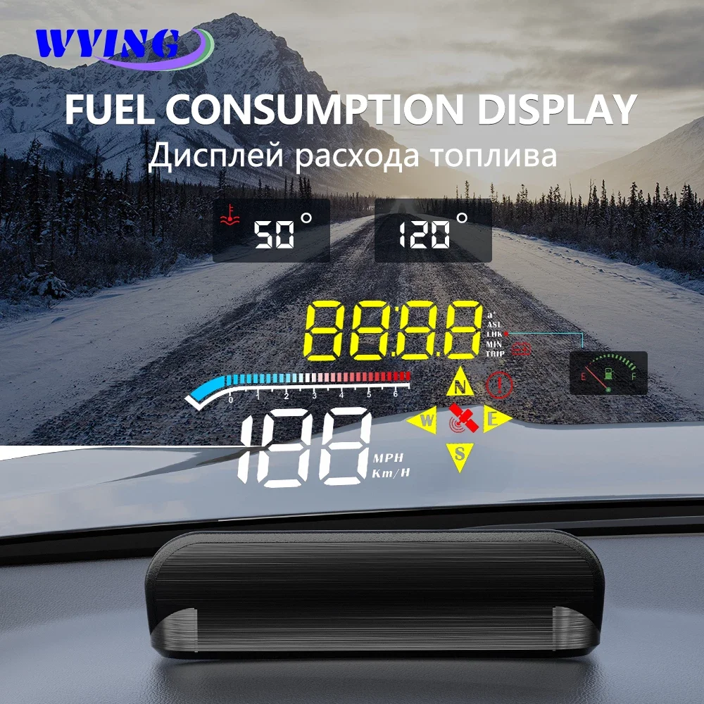 WYING M17 OBD HUD Car GPS Digital Speedometer Projector Auto Fuel Consumption Head-up Display Projection On All Cars