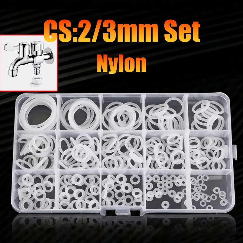 White Nylon O-ring Seal Gasket CS 2/3mm Insulated Waterproof Washer Round O Shape Oring Kit for Sealing Valve Waterproof Machine