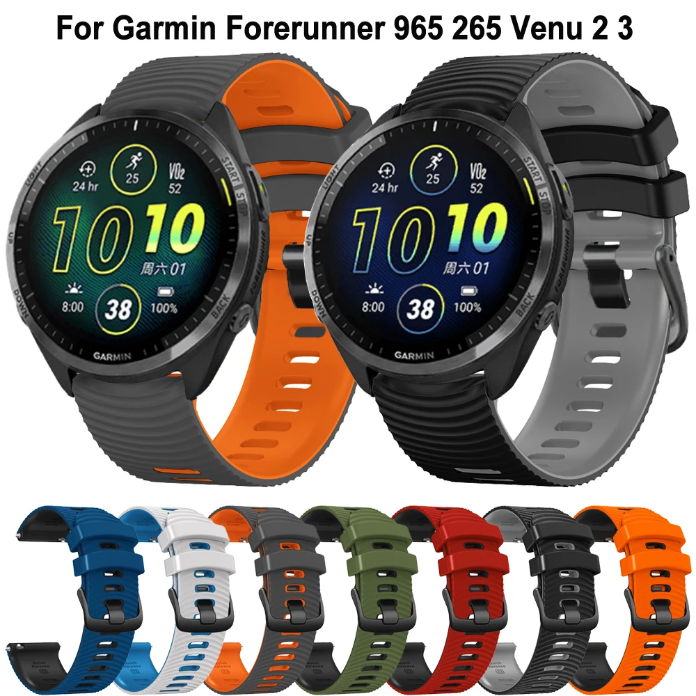 22mm Sport Watch Band For Garmin Venu 2/3 Skin-Friendly Silicone Strap For Garmin Forerunner 265 965 255 Music Vivoactive 4 Belt