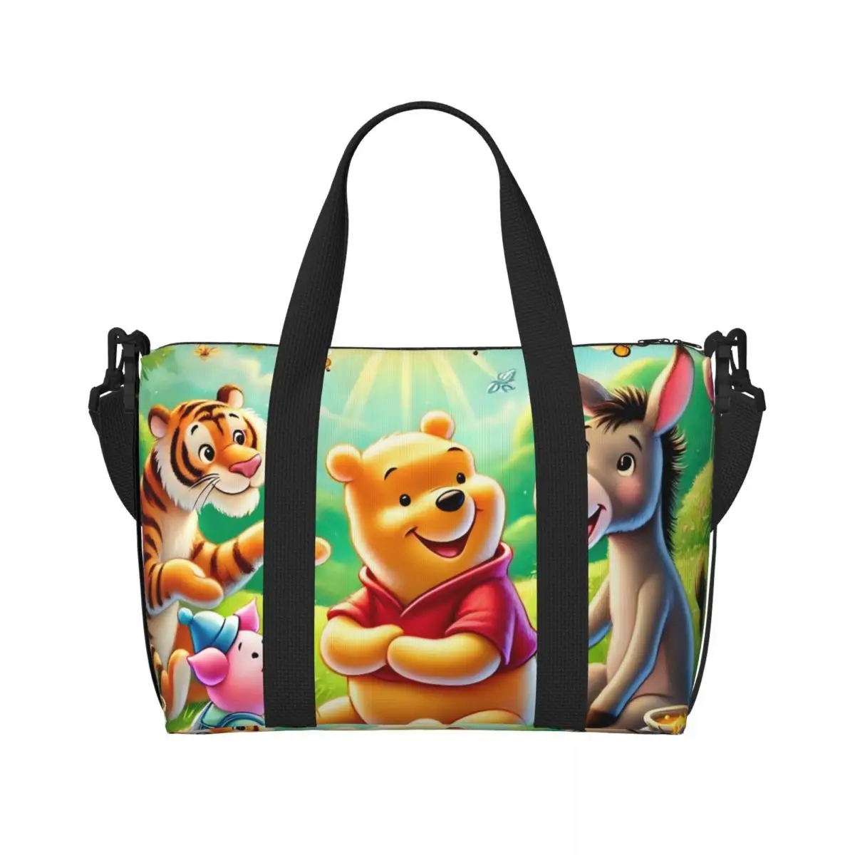 

Custom Winnie The Pooh Cartoon Beach Tote Bag Women Eeyore Tigge Anime Cute Large Compartment Gym Beach Travel Bags
