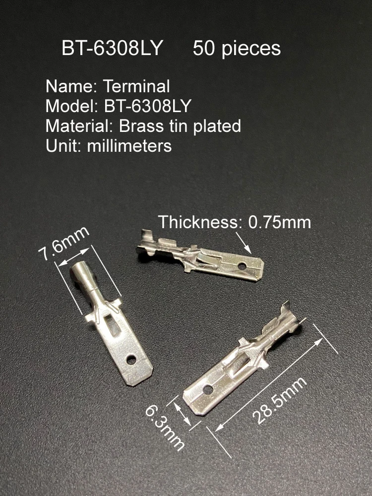 Brass Tin Plated Material Width 2.8 4.8 6.3 mm Connector Piece Cold Pressed  Welding Wire Insert Crimping Terminal Block