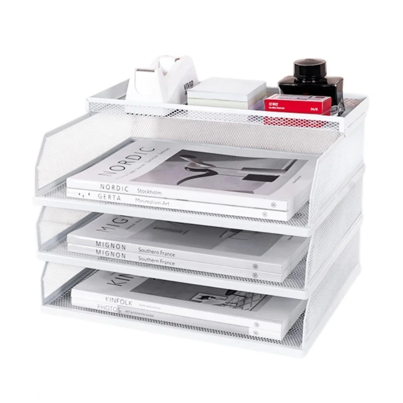 

Pull-Out Desktop Metal Document Tray A4 File Tray Letter Tray Horizontal File Organizer Rack for Desk A4 Document Storage