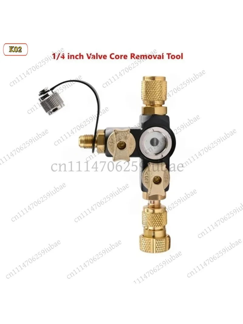 BK 1/4 Inch Dual Valve Core Remover Tool with Sight Glass for HVAC Mini Split AC Systems