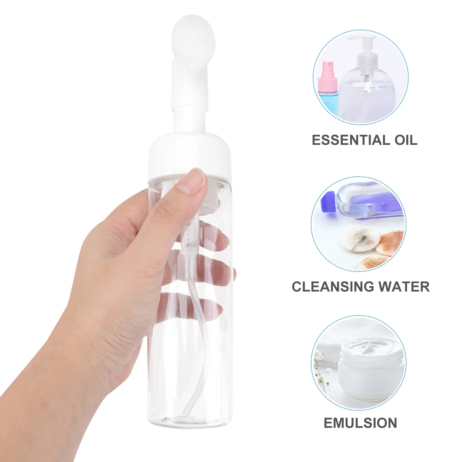 

2Pcs Foam Bottle Facial Foaming Container Transparent Refillable Portable Travel Bottle Brush Head Dispenser Leakproof