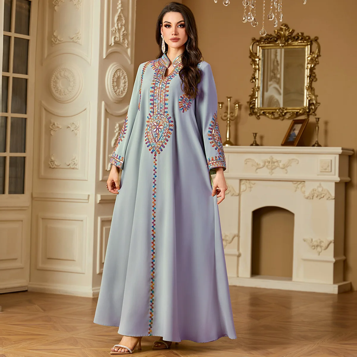 

Eid Embroidery Party Dress Women Muslim Abaya Dubai Kaftan Ramadan Islam Clothing Kebaya Caftan Marocain Femme Robe Vestidos New
