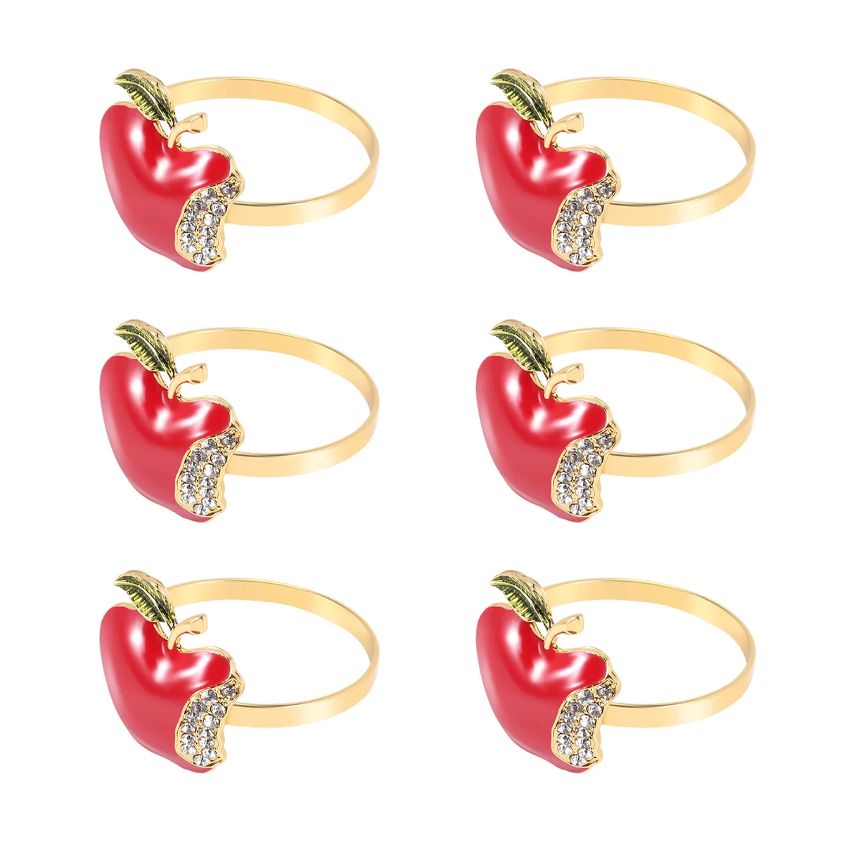 Portatovaglioli Set di 6, portatovaglioli con mela rossa per matrimonio, cena, banchetto, tovagliolo per natale, compleanno