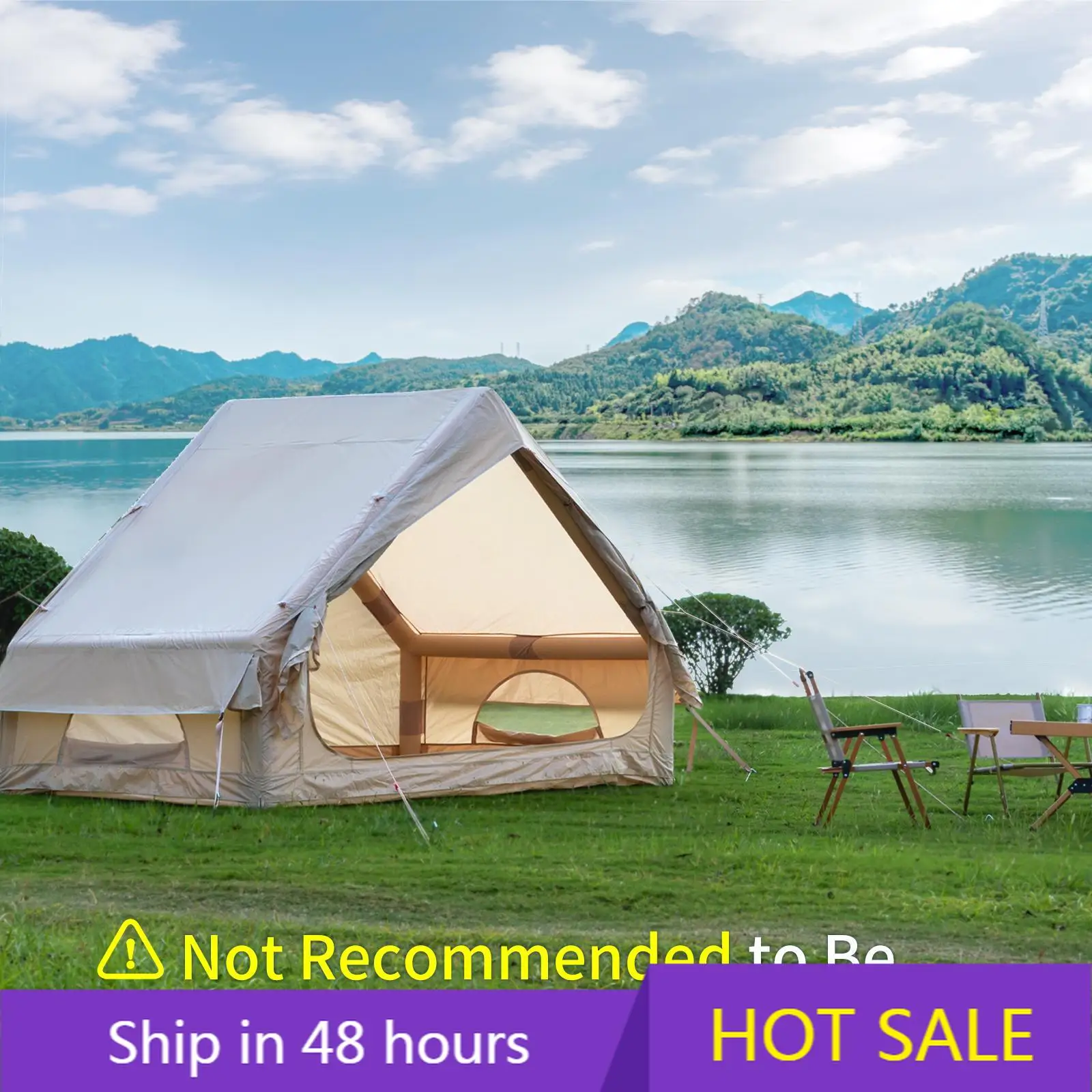 

Outdoor Glamping Automatic Portable Inflatable Tent Foldable Oxford Roof Tent with Two Bedrooms for Family Camping