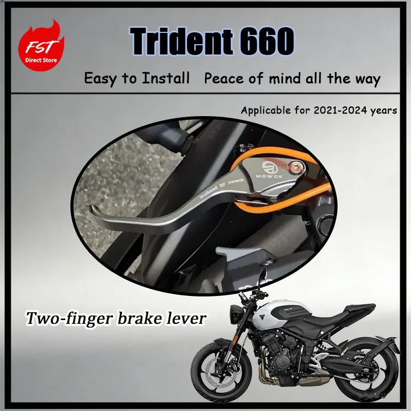 For Trident 660 Short Brake Lever 2-Finger Control with Anti-Slip Strip Design for Enhanced Wet Weather Grip