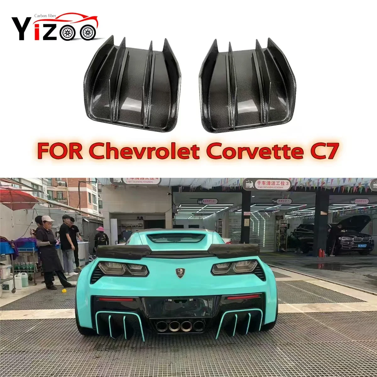 For Chevrolet Corvette C7 Z06 2014-2017 Carbon Fiber Rear Bumper Diffuser Car Rear Lip Splitter Lower Spoiler Body Kit