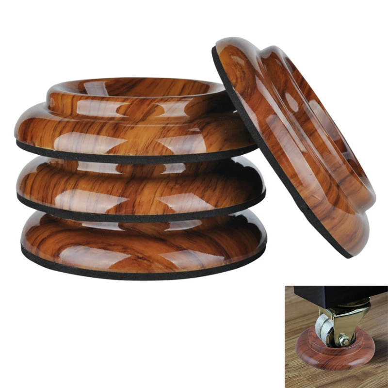 Piano Foot Pads 4pcs Piano Mats Foot Imitation Red Wood Grain ABS Vertical Caster Cups Soundproof Shockproof with EVA Mat