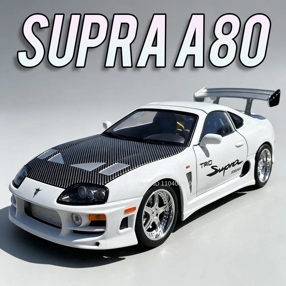 1:24 Scale Supra A80 911 GT3RS Supercar Model Toy Alloy Diecast Shock Absorption Doors Opened Sound Light Collection Sports Cars