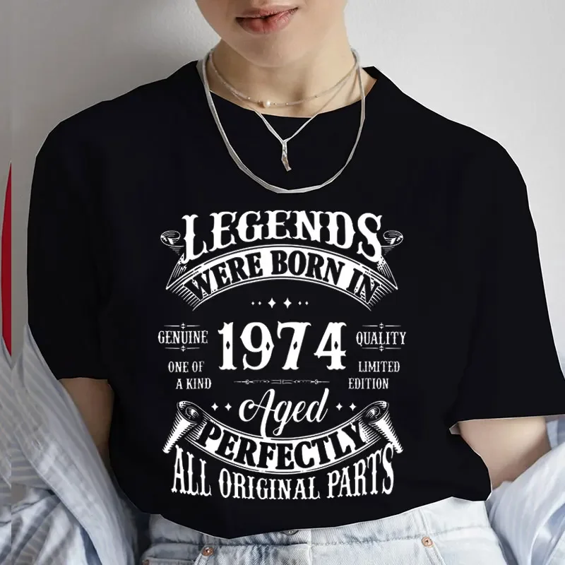 Camiseta con estampado de leyendas nacen en 1974, ropa para mujer, camiseta Vintage para mujer 1974, camiseta Harajuku para mujer, ropa de calle de moda