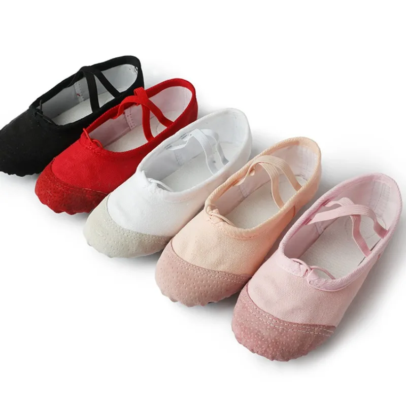 

Children's Dance Shoes Soft Soles Practice Cat Claw Shoe Adult Ballet Shoes Female Black Leather Head Children's Grade Two Soles