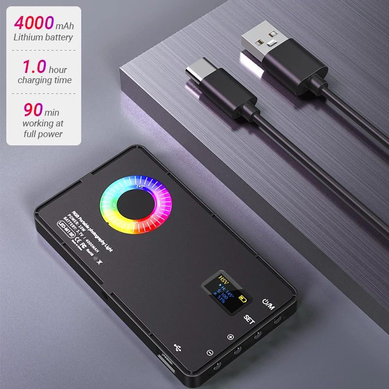Professional Camera Photography Fill Light Handheld Portable Pocket Light Rgb Fill Light for Live Streaming Ambient Lighting