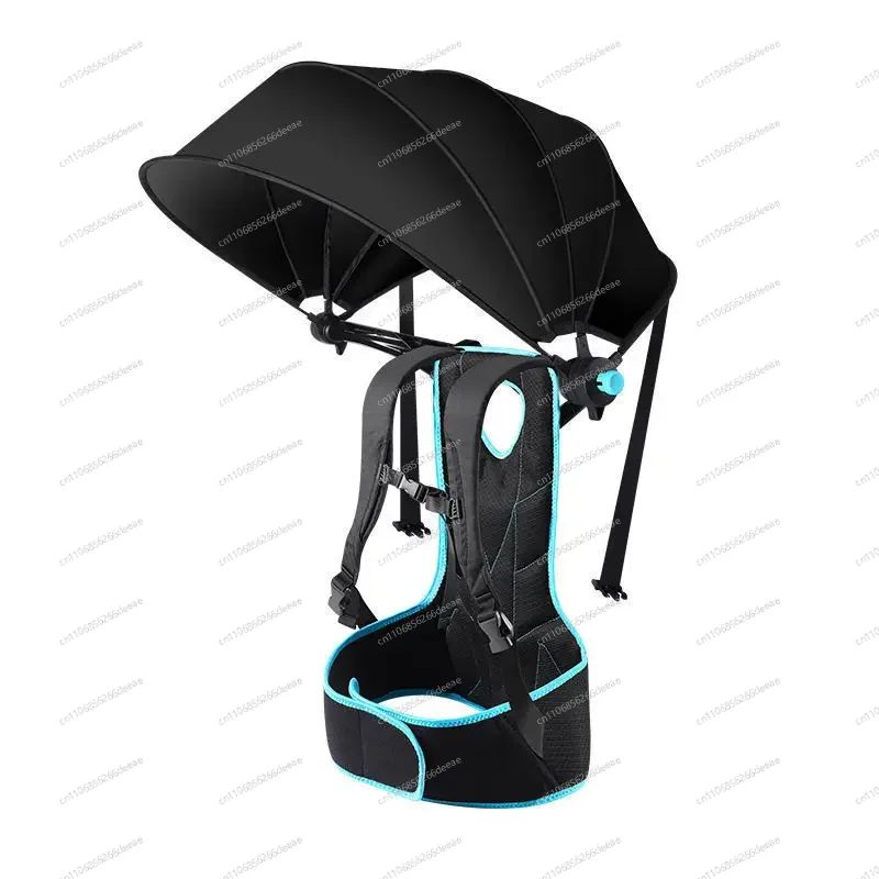 Backpack Parasol Portable Hiking Tea Picking Outdoor Labor Cycling Fishing Folding Double Shoulder Umbrella