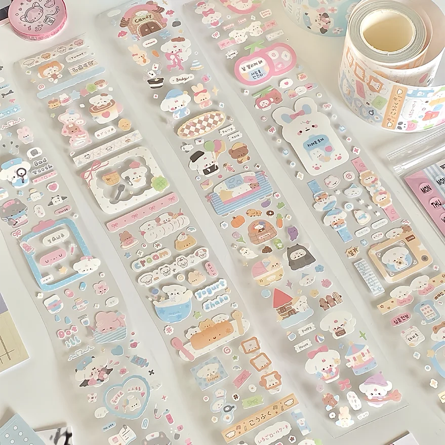 Cute Creamy Fairy Tale Animal PET Die cut Sticker DIY Goo Card Journal Scrapbooking Photo Card Phone Case Collage Supply