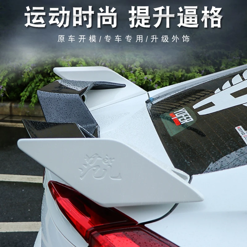 

For Honda Civic Spoiler 2016 2017 2018 yofer Style Car Decoration Rear Roof Tail Wing ABS Plastic Black Pattern Spoiler