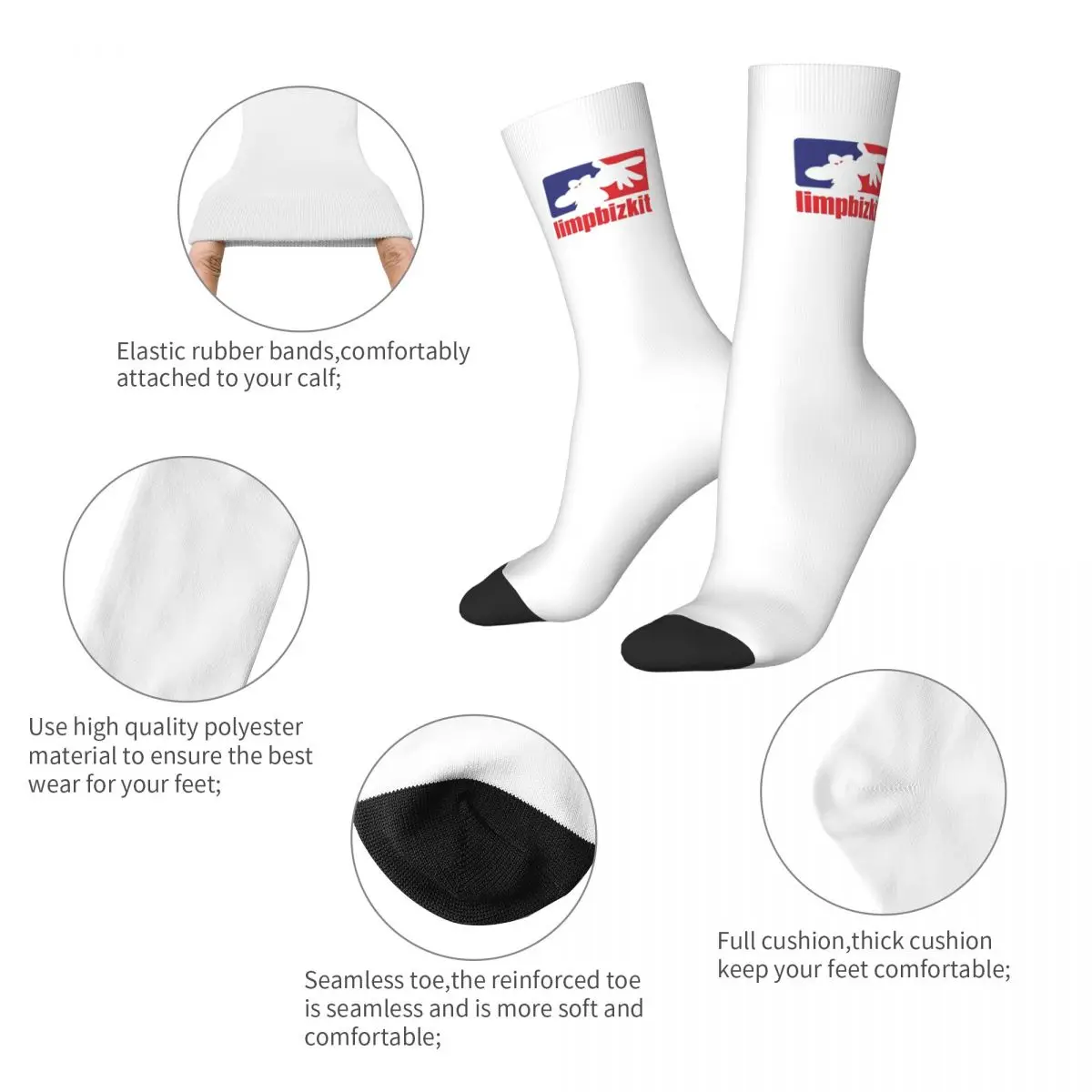 Casual Logo Limp Bizkit Band Skateboard Socks Rap Rock Polyester Middle Tube Socks for Unisex