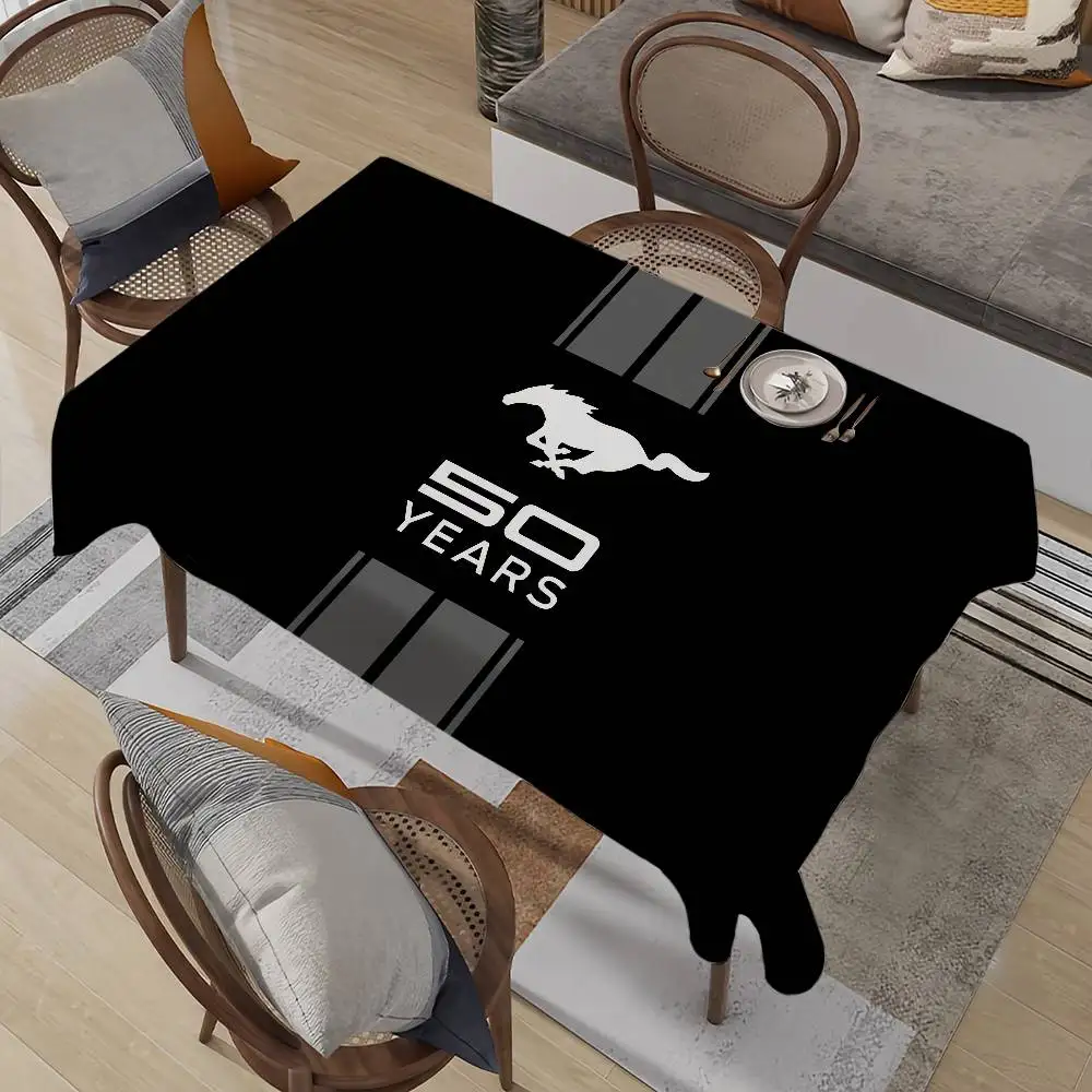 Mode-Logo F-FordS M-Mustang-ES Tischdecke, schmutzabweisend, dekorativ, waschbar, Tischdecken, Geburtstagsfeier, Esstisch