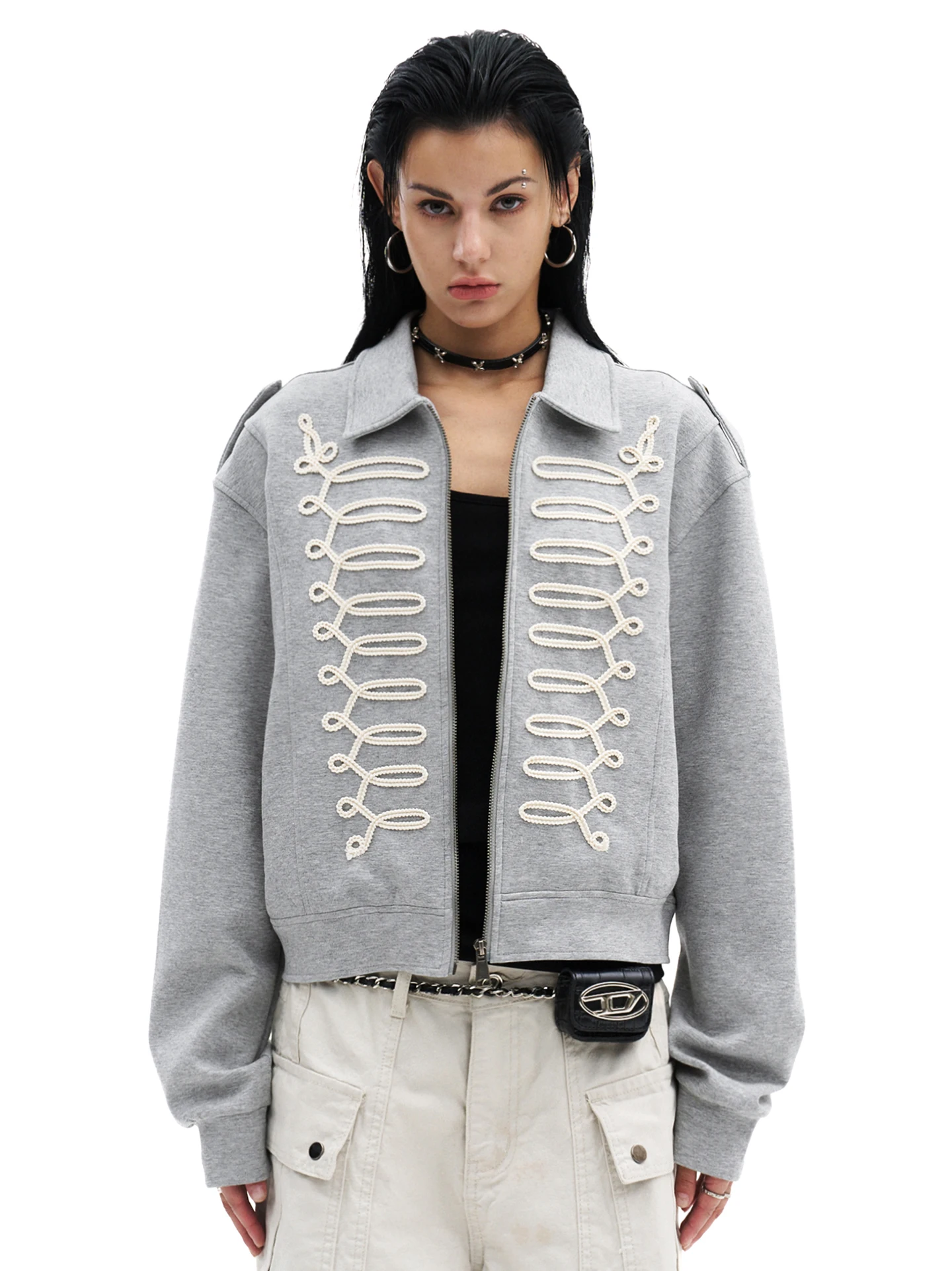 Napoleon Collar Jacket Short Outerwear Men's Women's Court Style Double Row Buttons Retro Correct Shoulder Top Autumn