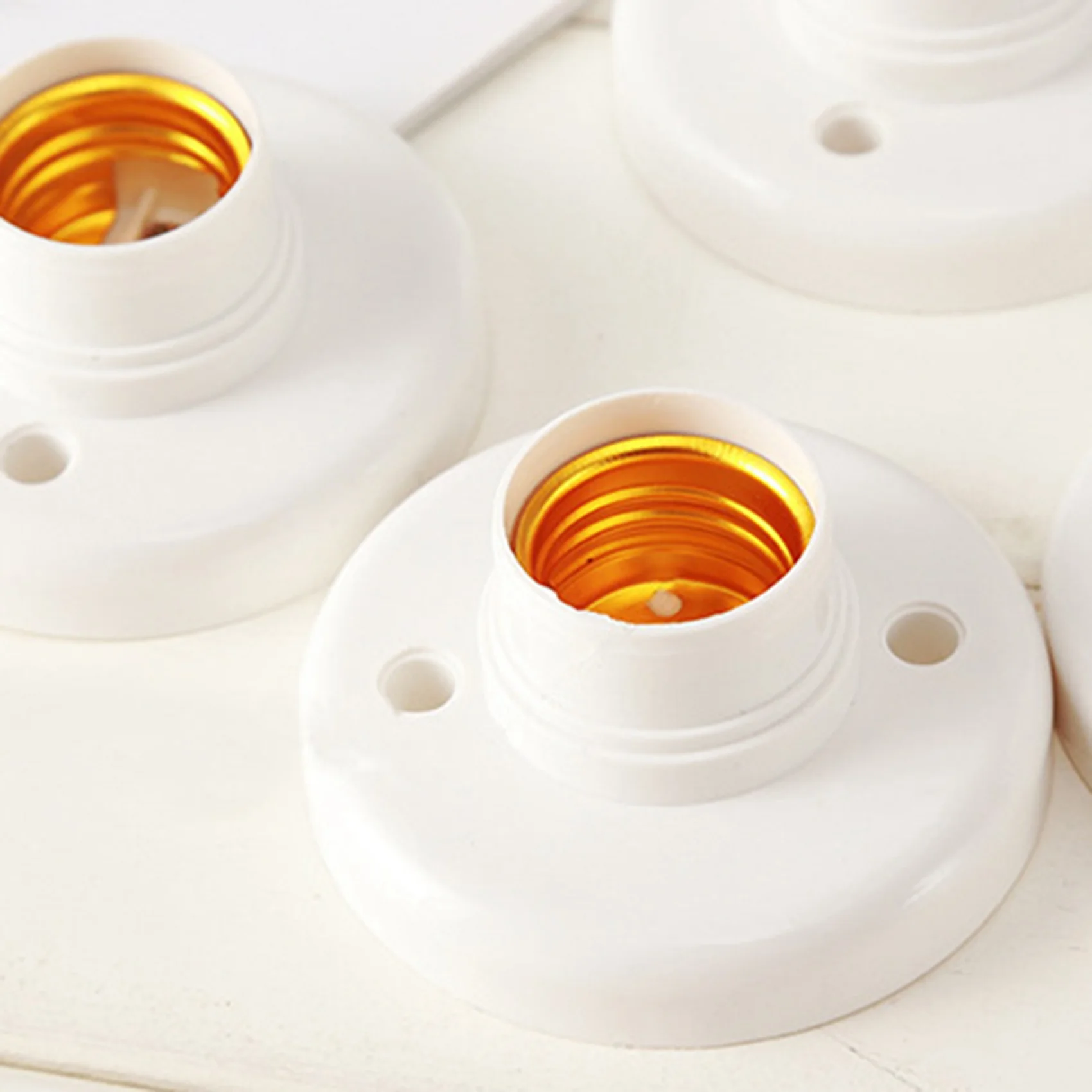 AS94-100Pcs E27 Plastic Screw Lamp Holder Round Lamp Holder Bulb Socket Holder Adapter