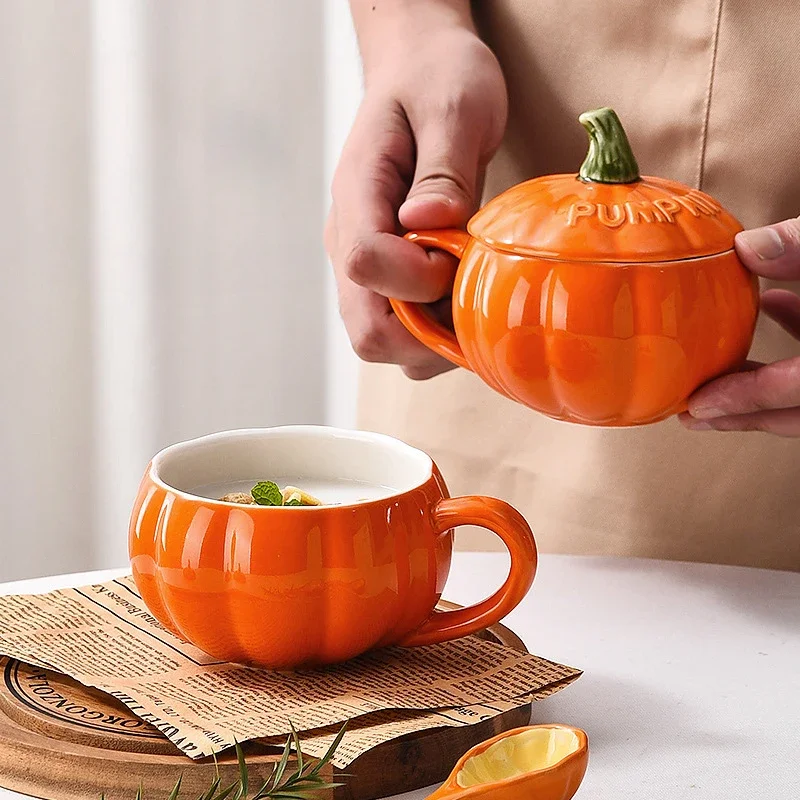 Halloween Pumpkin Cartoon Coffee Cup with Anti-Scorching Design Exquisite Milk Tea Beverage Tool Kitchen Accessory