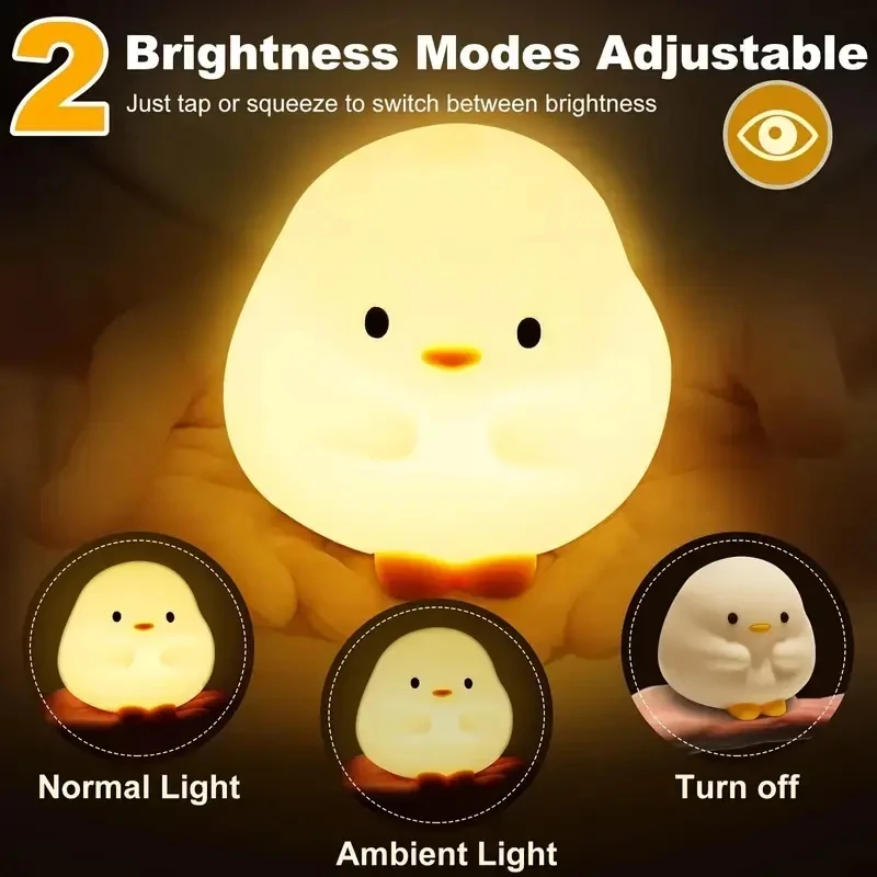 Silicone Duck Sleeping Lamp USB Rechargeable  Night Lamp Cartoon Cute Duck Night Light For Bedroom