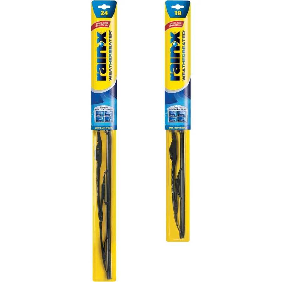 

820144 Wycieraczki ветрового стекла WeatherBeater 24 и 19 сменных лезвий для автомобильного использования, комплект из 2 шт. с превосходной производительностью и