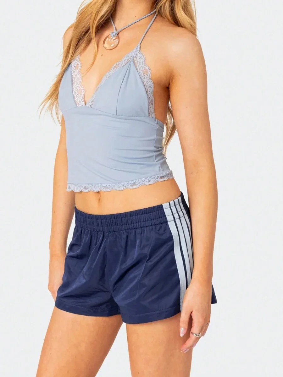 

Womens Loose Elastic Waist Side Striped Casual Shorts Summer Workout Short Pants