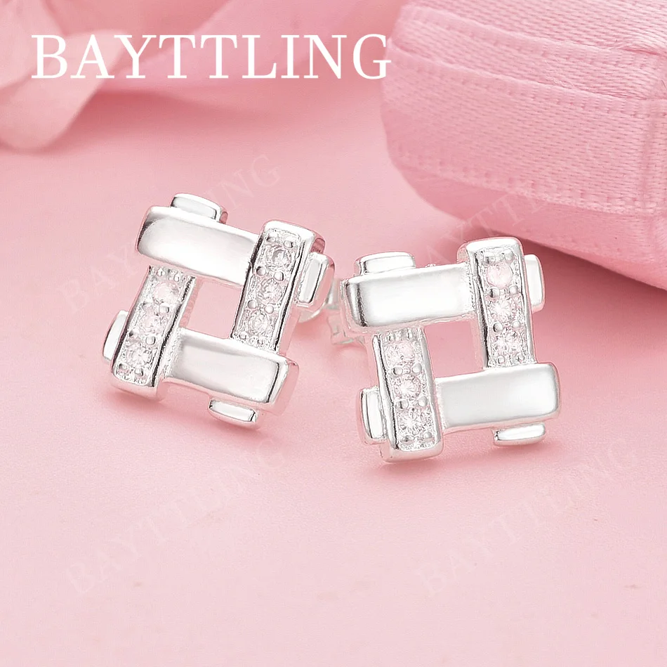 

Стильные серьги-гвоздики из стерлингового серебра 925 пробы с нежным квадратным цирконием для женщин, свадебные аксессуары, украшения для вечеринок