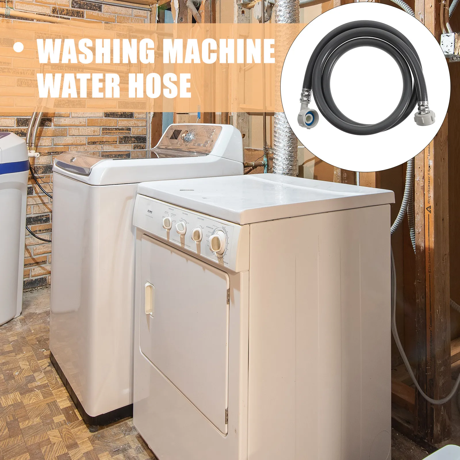 2pcs Washing Machine Hose Durable PVC Material Water Inlet Supply Hoses Flexible Connection Laundry Room Washer Dryer Tube