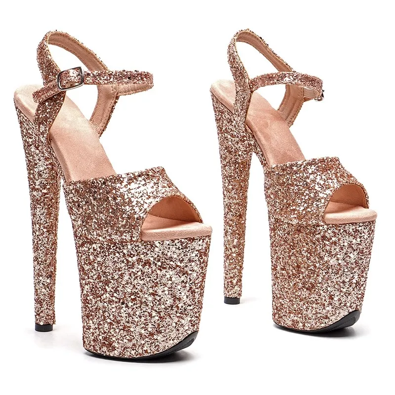 

Fashion 20CM/8inches Glitter Upper Plating Platform Sexy High Heels Sandals Pole Dance Shoes 245