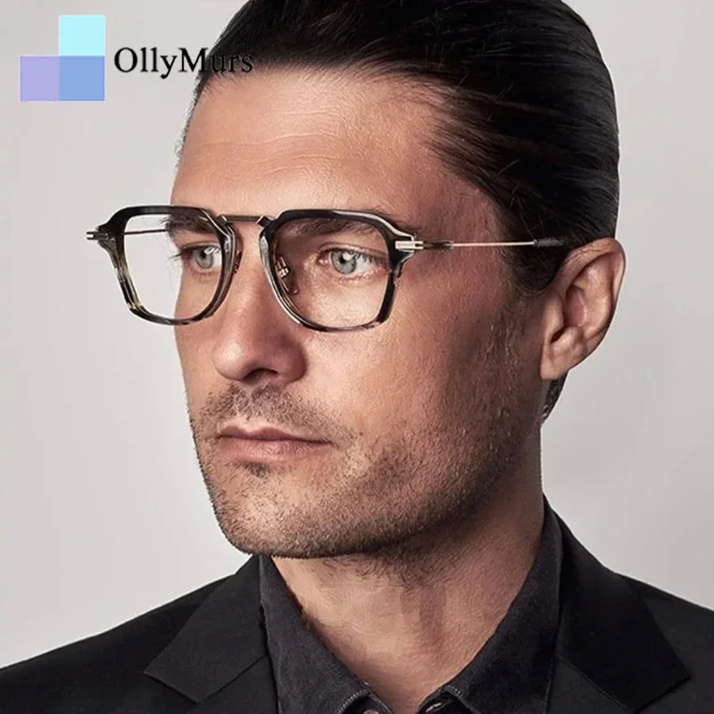 

OLLYMURS Quality Retro Style Glasses Frame Big Faces Pure Titanium Retro Glasses Frame Fashion Frame Prescription Glasses Men