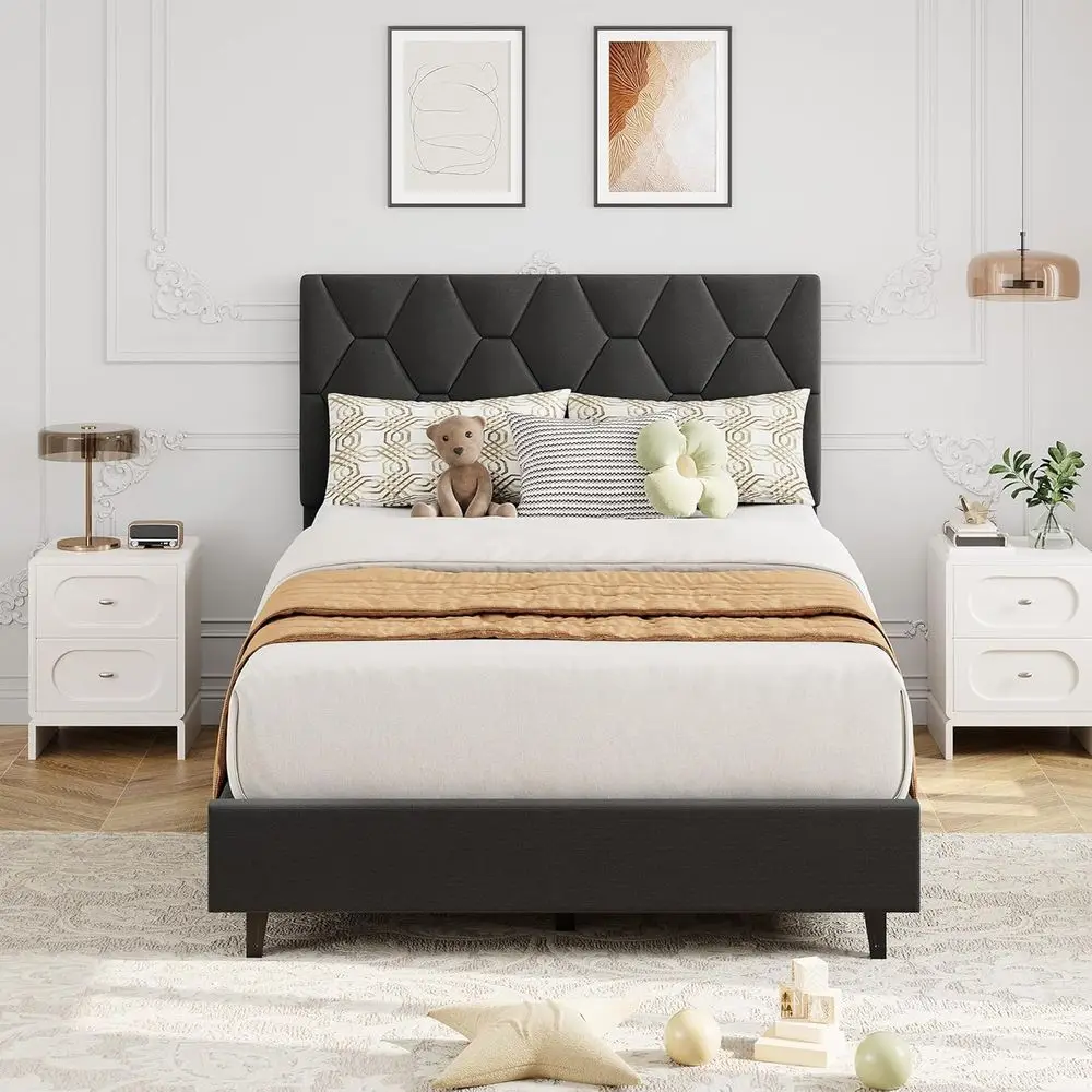 

Upholstered Twin XL Bed Frame with Heavy-Duty Wood Slats, No Box Spring Needed, Easy Assembly, Noise-Free