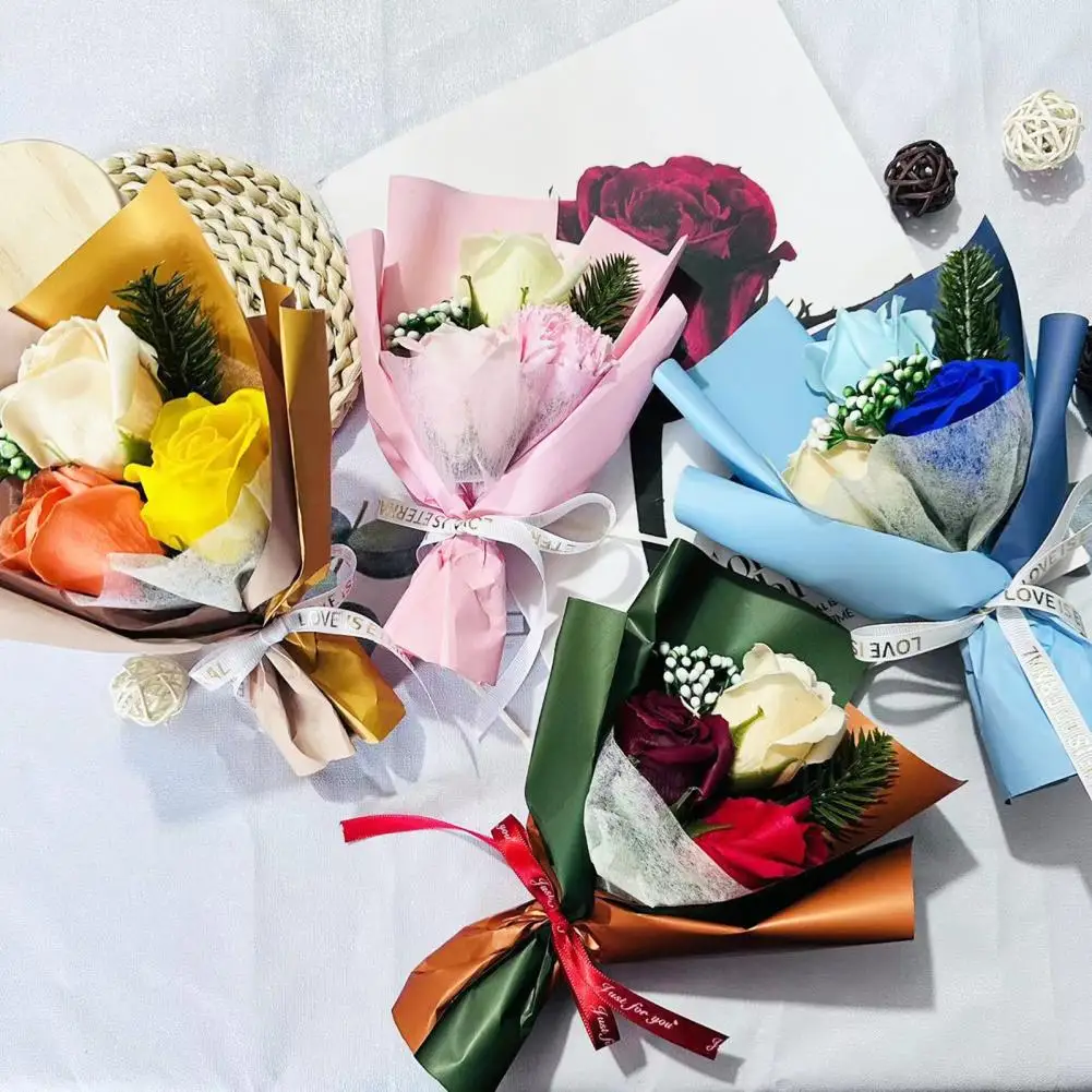 Mini Rose Flower Bouquet Artificial Rose Flowers Home Wedding Decoration Valentine's Day New Year Birthday Gift Thanksgiving