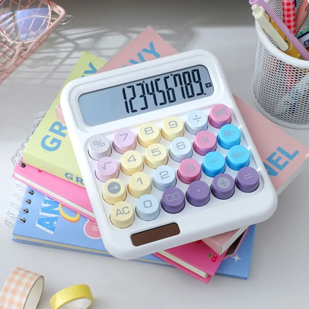 

Large LCD Display Mechanical Calculator Big Round Button High Sensitivity Button Desktop Calculator High Beauty Candy Colored