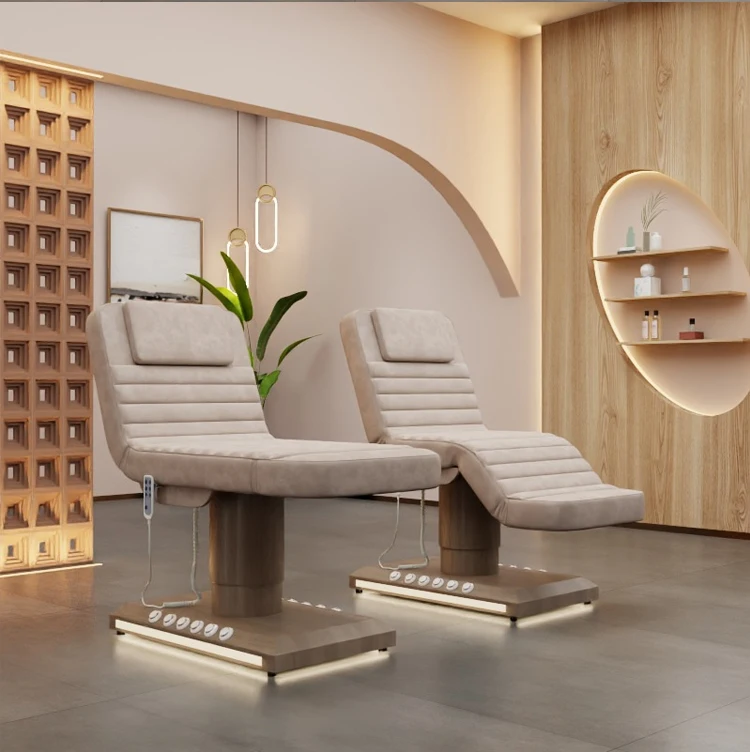 

Massage Table for Podiatry Chair Luxury Eyelash Adjustable 3 Motor Electric Gold Plated Base Facial Beauty Bed
