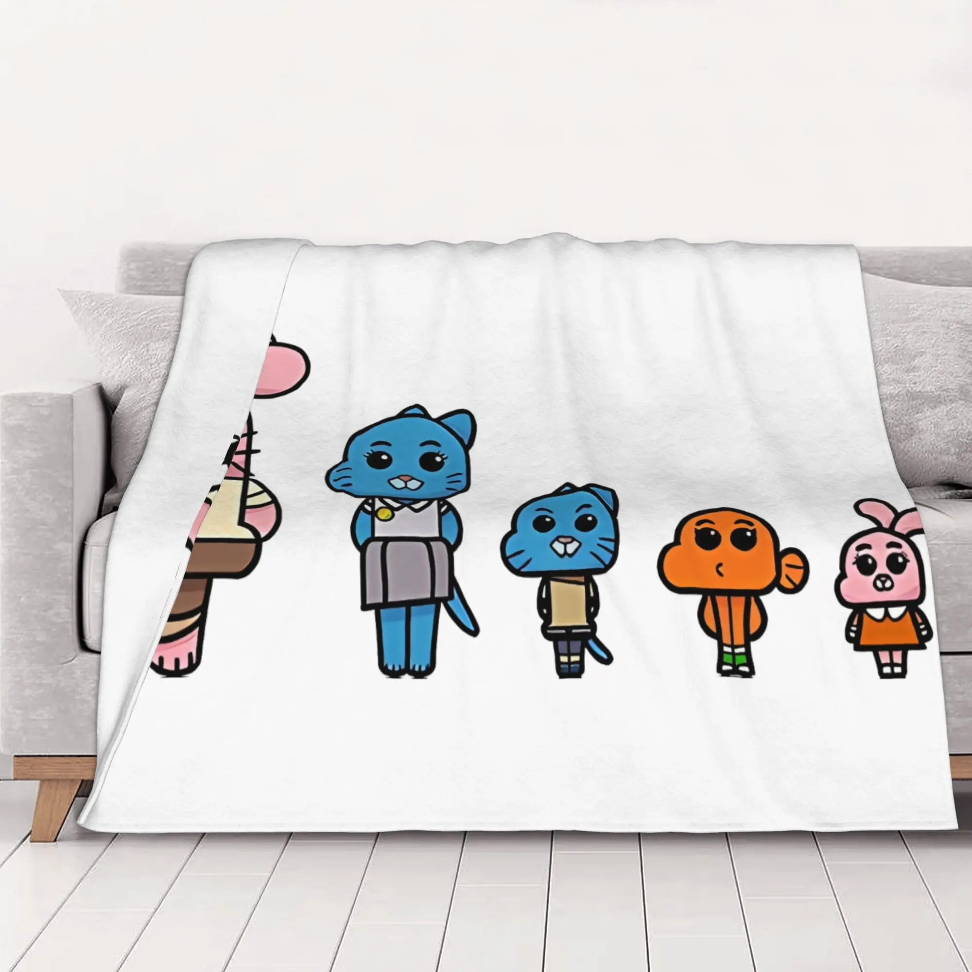1PC home Cute Room Decor white poster Blanket Throw Blanket tThe Amazing World of Gumball Novelty Warm Blanket All Season