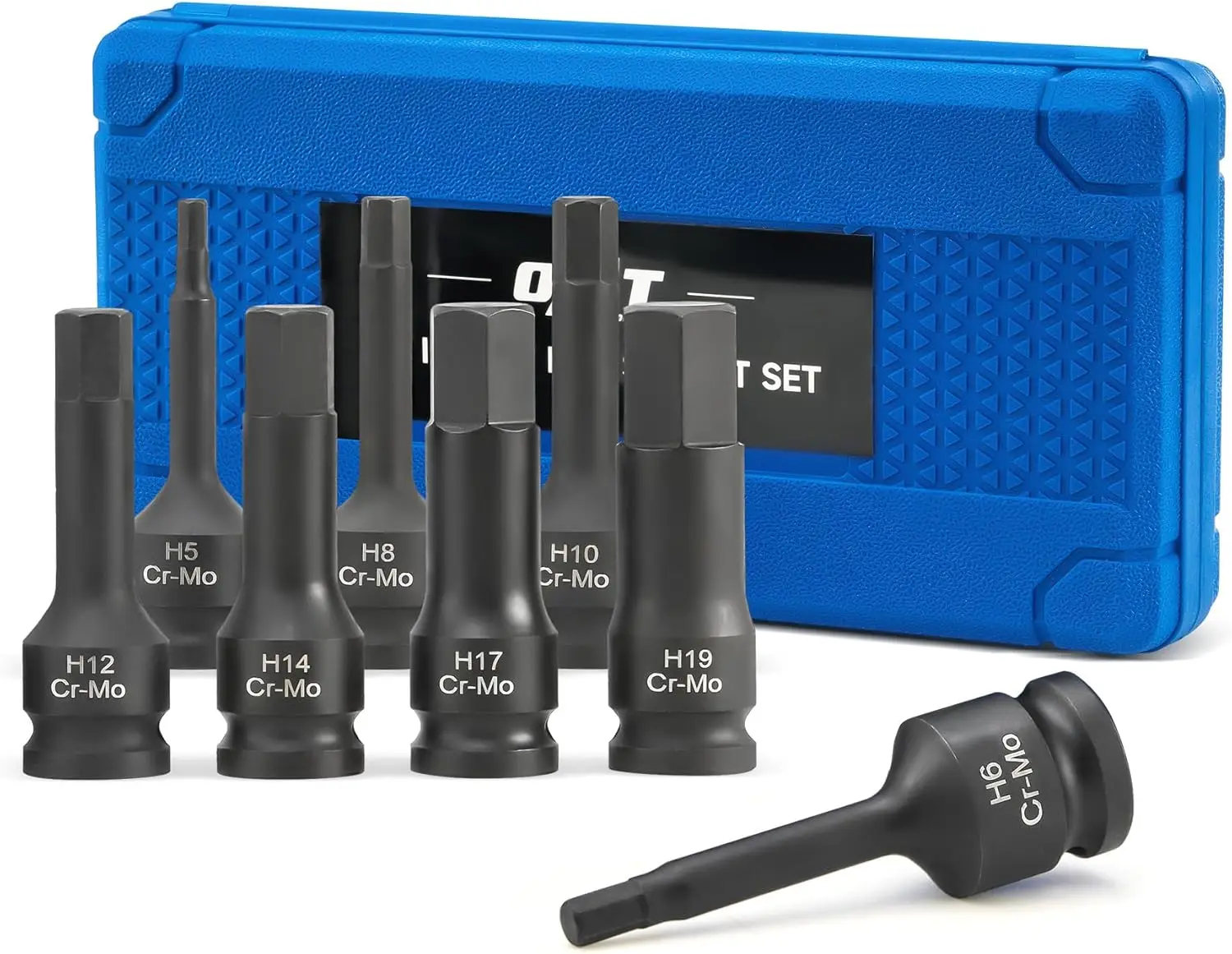 

Набор ударных шестигранных бит-головок 8 шт. с приводом 1/2 дюйма, размеры H5-H19, из хромомолибденовой стали, метрический набор для болтов с цилиндрической головкой
