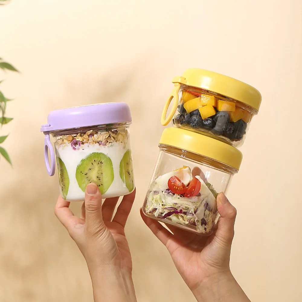 

Portable 2 Layer Breakfast Cup Transparent Leakproof Oatmeal Cup Removable Plastic Food Storage Container Yogurt