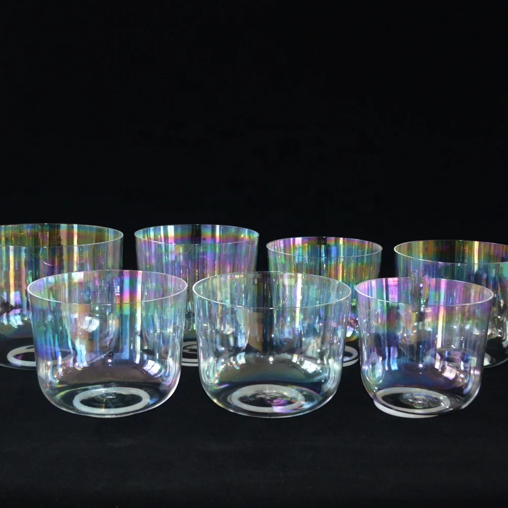 Perfect Pitch 432 hz Cosmic Light Crystal Singing Bowls Set for Body and Spirit Clear Quartz Crystal Sound Healing Bowls