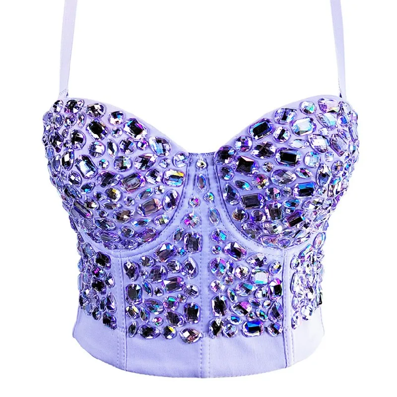 Luxury Acrylic Stones Corset Women Sexy Crystal Rhinestone Bustier Girls Shiny Nightclub Party Cami Wedding Dressed Crop Tops