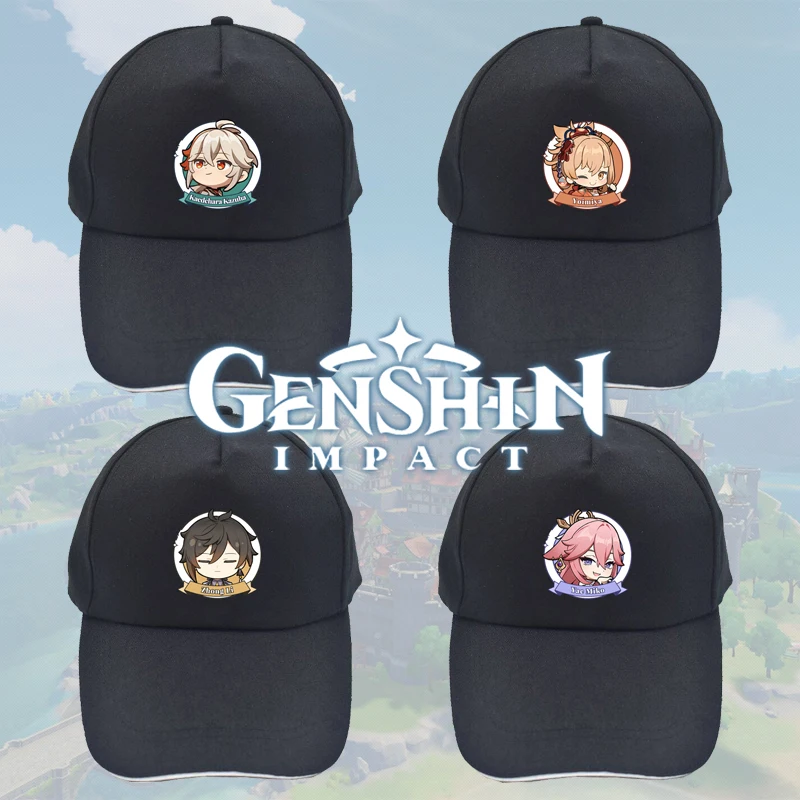 Anime Genshin Impact Tartaglia Yae Miko Hu Tao Kaedehara Kazuha Klee Raiden Shogun Cosplay Blakc Peaked Student Flat Cap Props