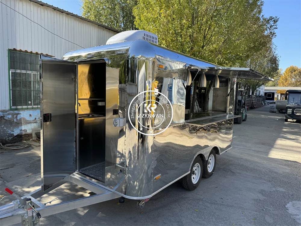 Concession Fast Food Cart Mobile Kitchen Fully Catering Equipments Truck Snack Coffee Food Trailer Airstream  With Wheels