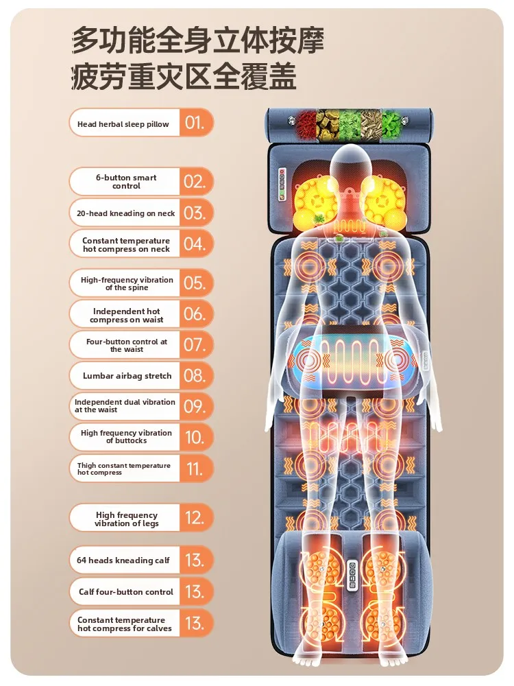 

Cervical Massager Waist Back Full Body Automatic Kneading Mattress Multifunctional Lying Massage Cushion