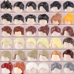 갈색 머리 빌딩 블록 도시 피규어, 바디 액세서리, 금발 부품, DIY 모자 벽돌 조립 장난감