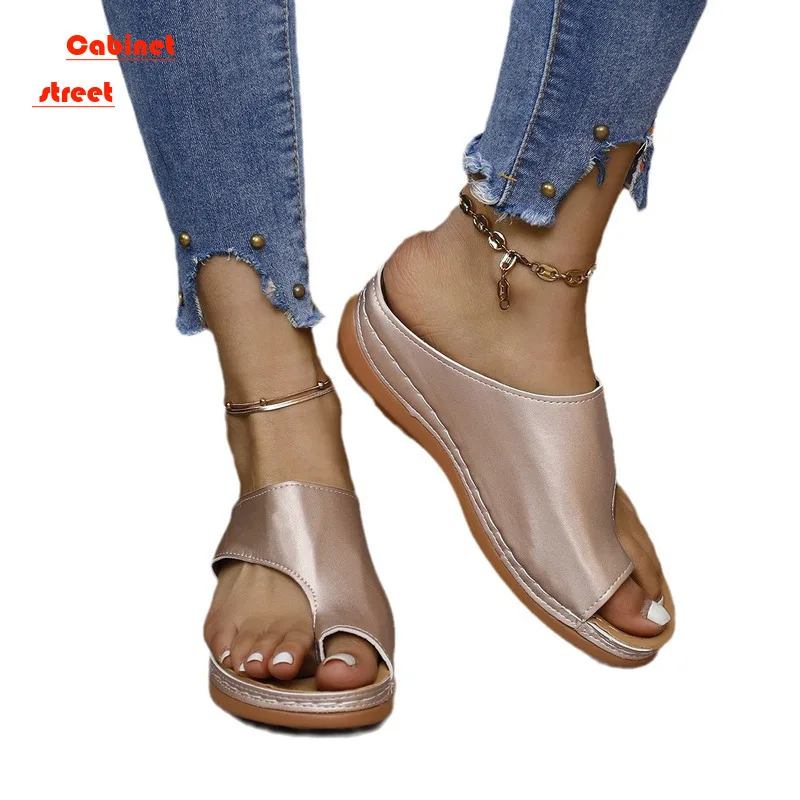 

Women Summer Sandals Comfy Platform Flat Shoes Sole Ladies Casual Soft Big Toe Foot Sandal Orthopedic Bunion Corrector Slippers