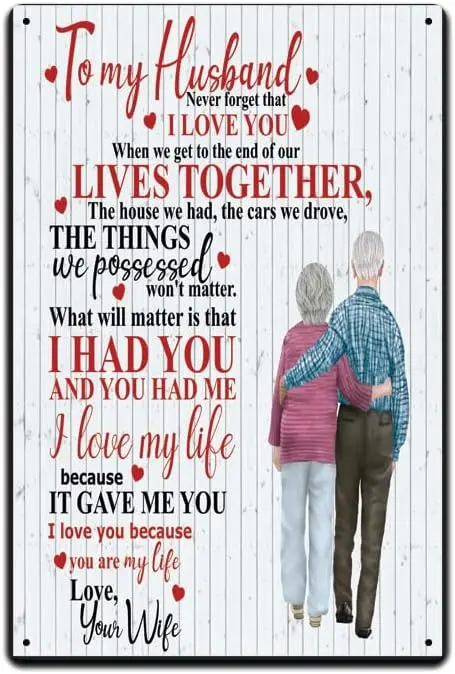 To My Husband 12 X 8 Metal Tin Sign Décor Emotionally Marriage Wife Wifey Relationship Goals Hubby Devotion Team Romantic Future