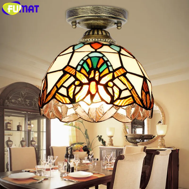 

FUMAT ceiling Lamps LED Tiffany Stained Glass lamp luminaria ceiling lights for Living Room plafondlamp Dragonfly Handmade Lamp