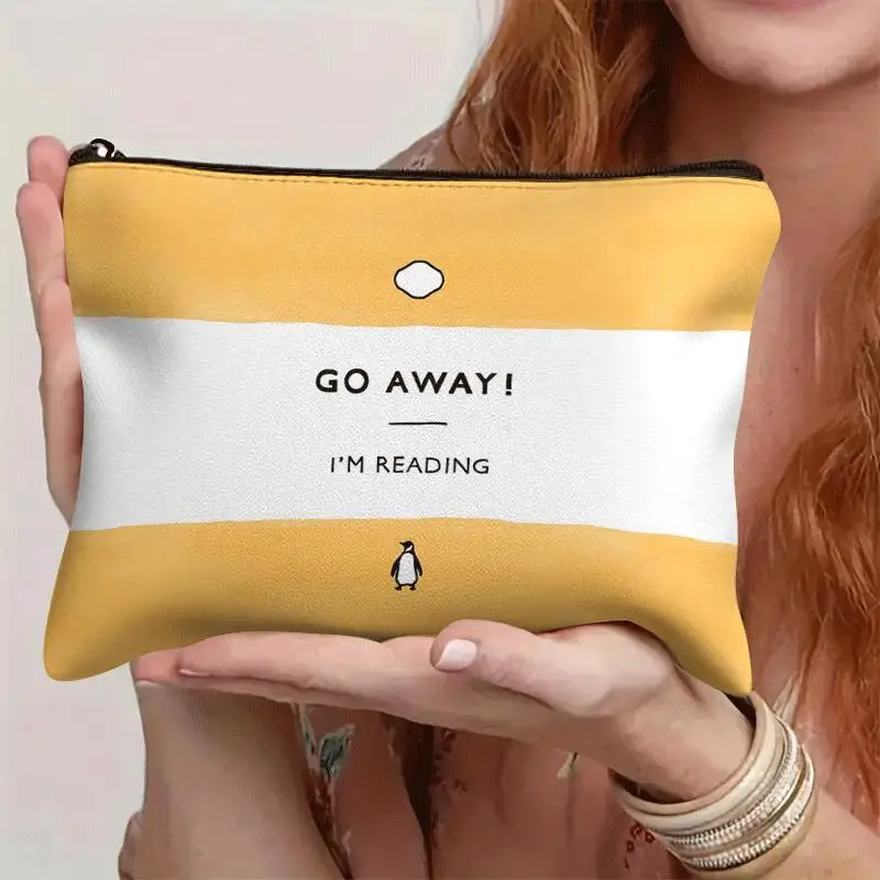Make-up-Tasche mit Aufdruck „Go Away I'm Reading“ von Penguin Classic Book Print, eine kleine Kosmetiktasche mit Reißverschluss, ideal für Reisen, geeignet für Geschenke